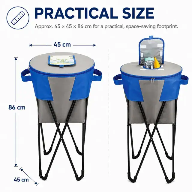 2-in-1 Portable Folding Stool Cooler Bag 45×45×86cm — construction detail 1