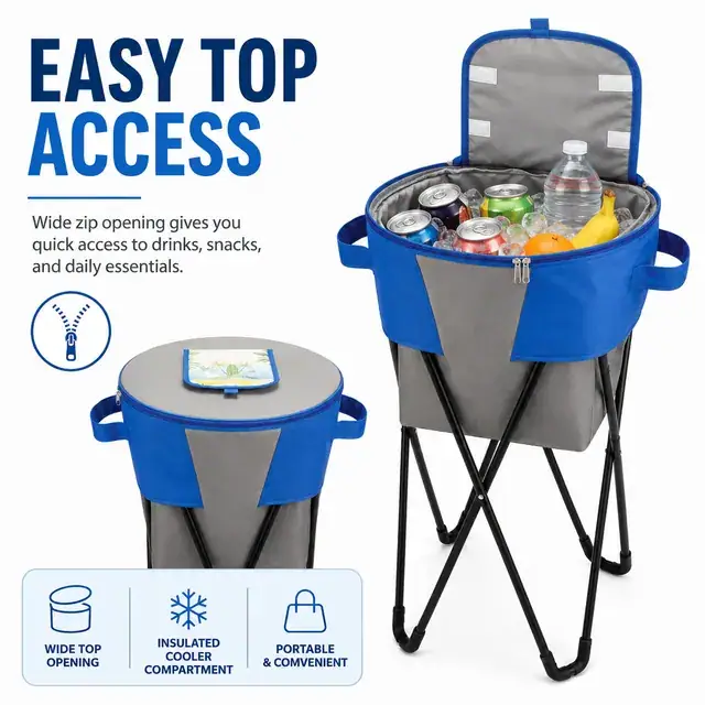 2-in-1 Portable Folding Stool Cooler Bag 45×45×86cm — construction detail 2