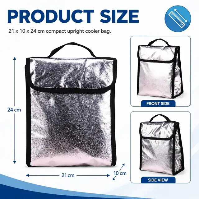 Aluminum Foil Lunch Bag for Outdoor / Cooler Bag (Aluminium, 21*10*24cm) — construction detail 1