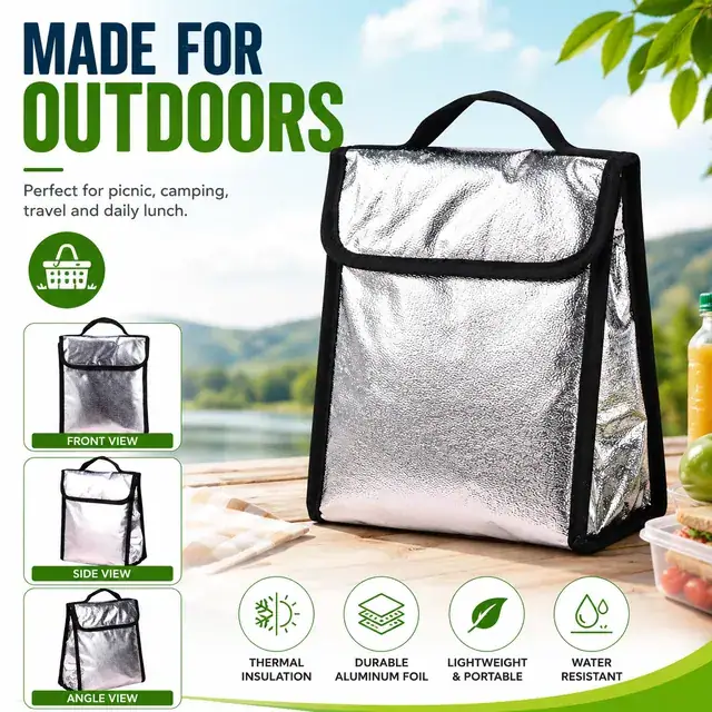 Aluminum Foil Lunch Bag for Outdoor / Cooler Bag (Aluminium, 21*10*24cm) — construction detail 4
