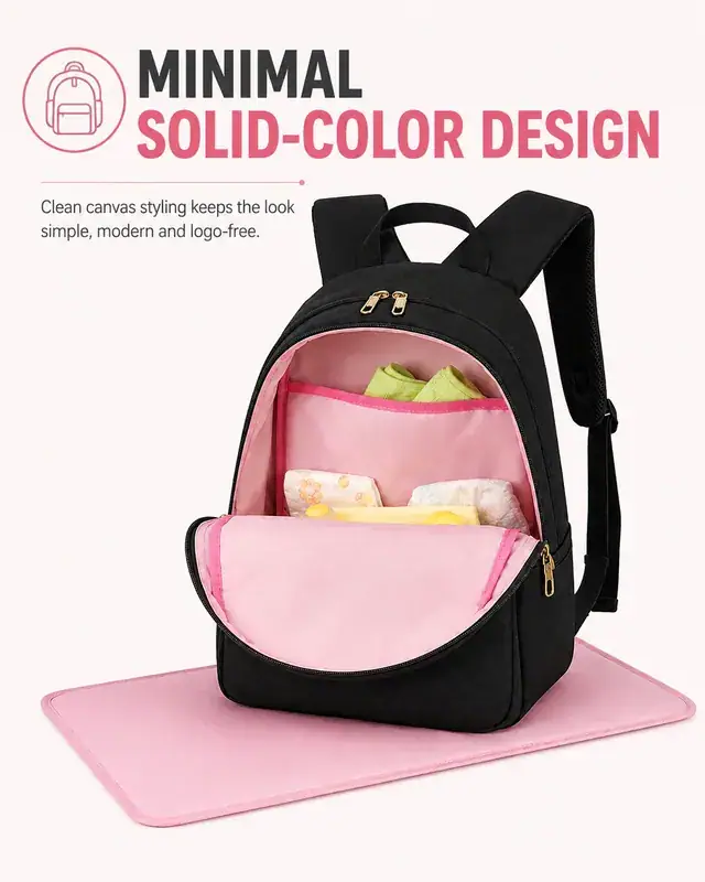 Baby Diaper Bag Backpack — 30 x 12 x 43 cm — construction detail 4