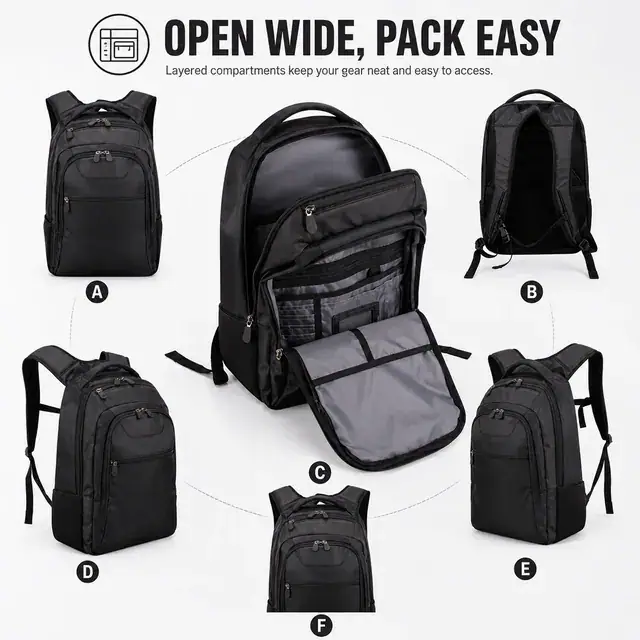 1680D Polyester Custom Hiking Backpack for Men 33×14.5×49cm — construction detail 1