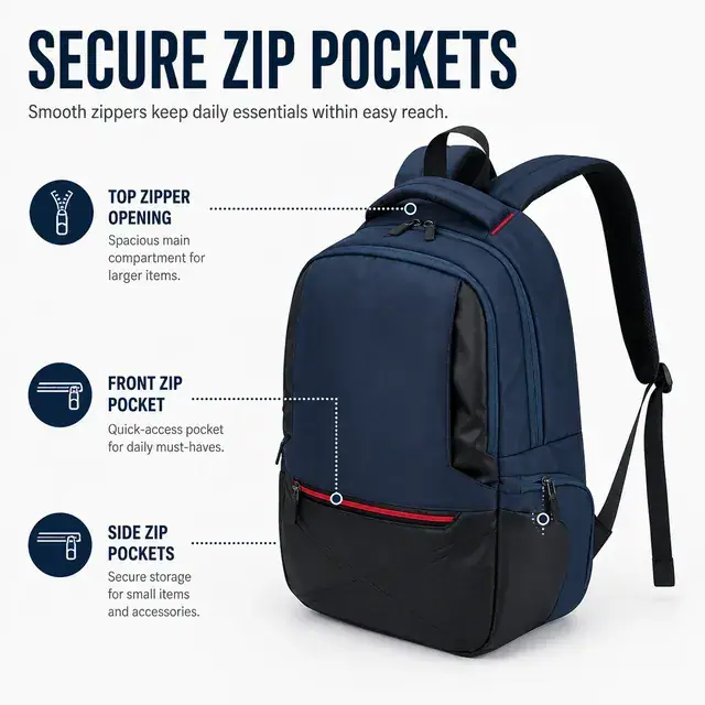 Custom School & Laptop Backpack — 30.5 x 16 x 46 cm — construction detail 3