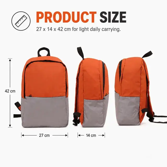 Lightweight Foldable School Backpack — 27 x 14 x 42 cm — construction detail 1