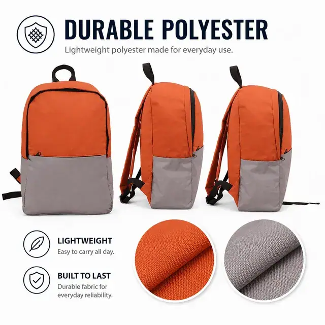 Lightweight Foldable School Backpack — 27 x 14 x 42 cm — construction detail 2