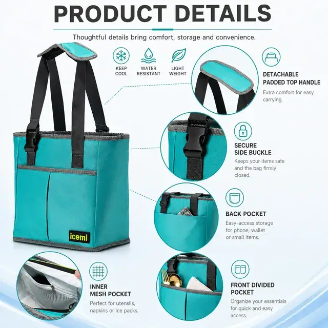 Beach Cooler Bag (600D/PVC, 27*15*25cm) - Factory — construction detail 1