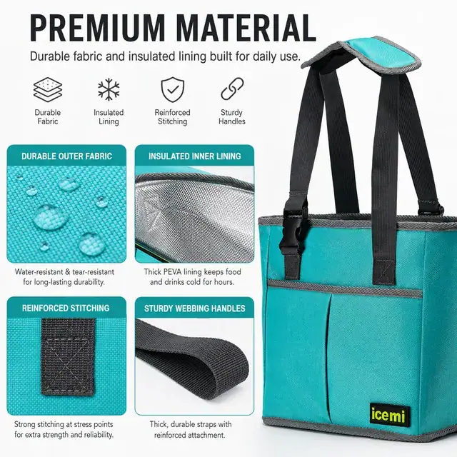 Beach Cooler Bag (600D/PVC, 27*15*25cm) - Factory — construction detail 3