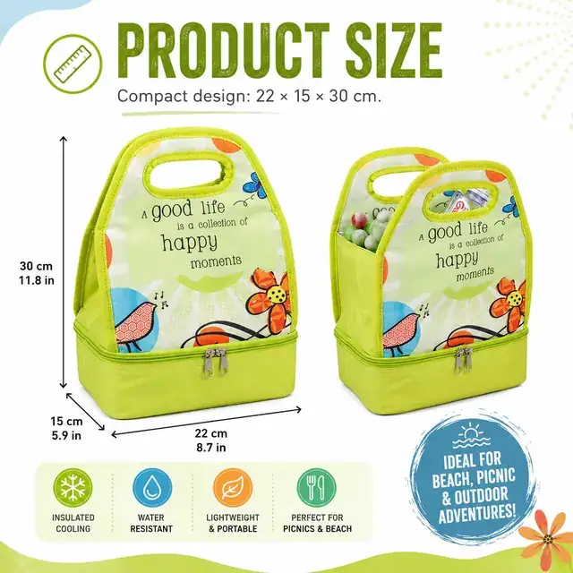 Beach Cooler Bag / Lunch Cooler (600D Polyester + PEVA, 22*15*30cm) — construction detail 1