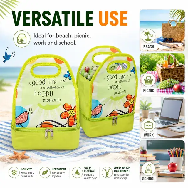 Beach Cooler Bag / Lunch Cooler (600D Polyester + PEVA, 22*15*30cm) — construction detail 4
