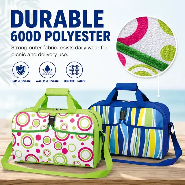 Beach Cooler Bag for Picnic & Delivery - Custom (600D Polyester + PEVA, 42*19.5*26cm) — construction detail 1