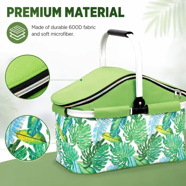 Portable Beer Bottle Cooler Basket 600D+Microfiber 44×25×34cm — construction detail 1