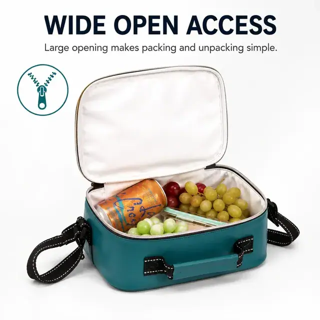 Small PU Leather & Sequin Lunch Cooler Bag 25.5×7×20cm — construction detail 1