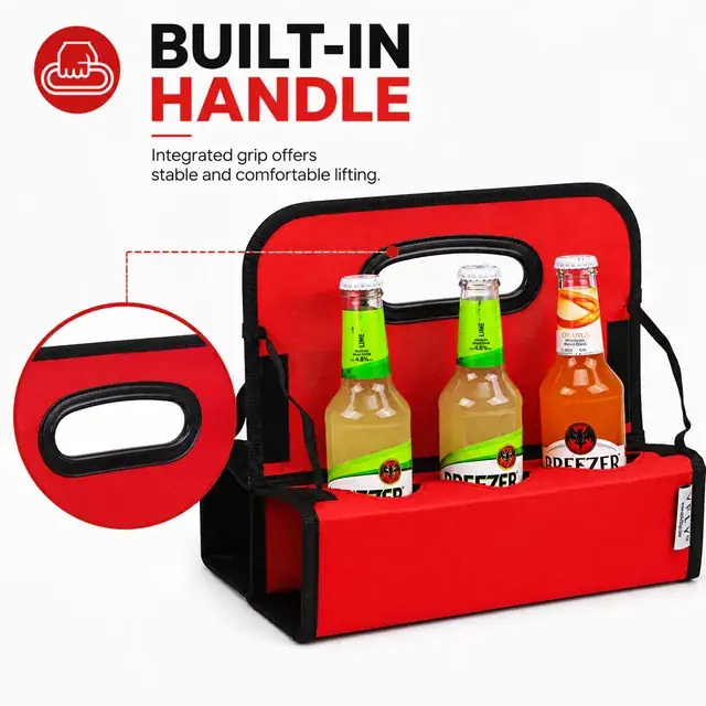 Beverage Portable Bag – Insulated Drink Carrier (30*18*26cm, Oxford + PE Foam + Foil Lining) — construction detail 1