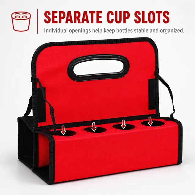 Beverage Portable Bag – Insulated Drink Carrier (30*18*26cm, Oxford + PE Foam + Foil Lining) — construction detail 2