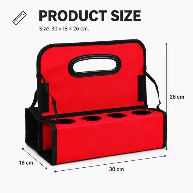 Beverage Portable Bag – Insulated Drink Carrier (30*18*26cm, Oxford + PE Foam + Foil Lining) — construction detail 4