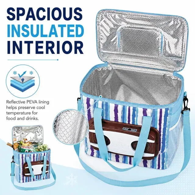 Electric Cooler Bag for Beverage Preservation 10L 600D Polyester+PEVA 32×24×27cm — construction detail 1