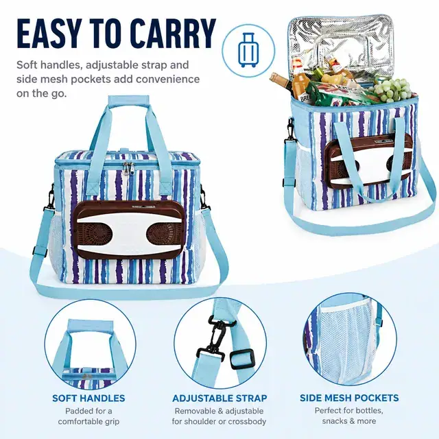 Electric Cooler Bag for Beverage Preservation 10L 600D Polyester+PEVA 32×24×27cm — construction detail 3