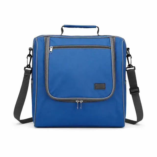 Blue Insulated Lunch Bag with Adjustable Shoulder Strap (Polyester, 34×24×31.5 cm) — product view