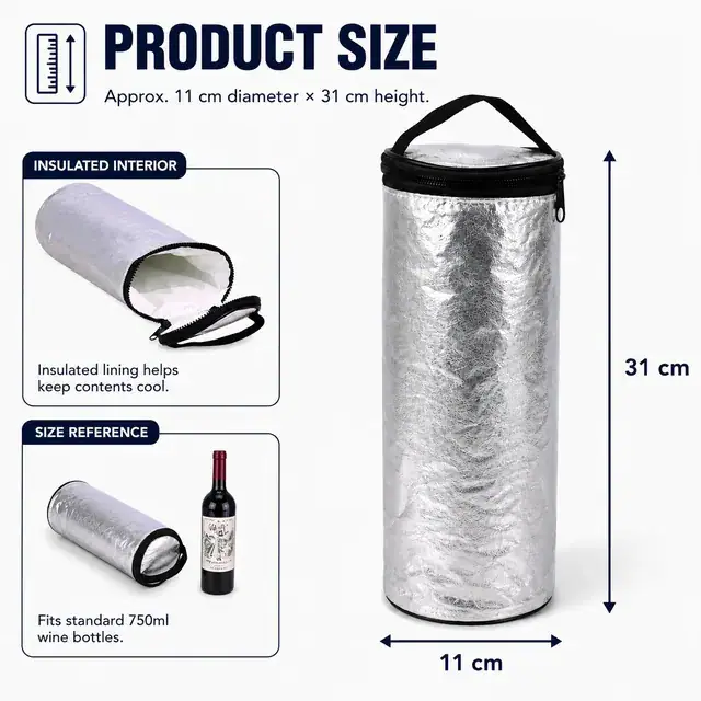 Bottle Cooler Bag (11*31cm, Aluminium, China Manufacture) — construction detail 1