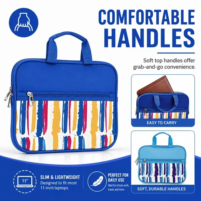 11" Business Laptop Case — Portable Slim Computer Bag, 28×3×22 cm — construction detail 4