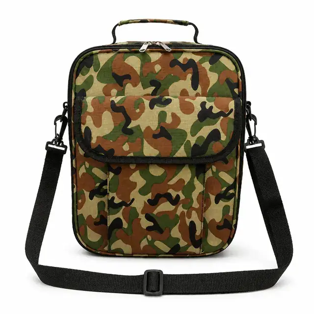 Camouflage Insulated Lunch Bag with Adjustable Shoulder Strap (23×12×30 cm) — product view