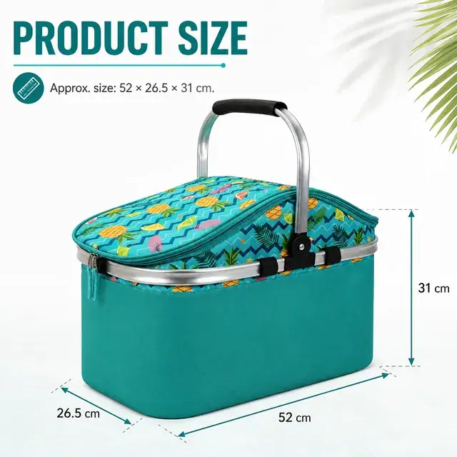 Camping Insulated Cooler Basket with Portable Handle Microfiber & 600D Polyester 52×26.5×31cm — construction detail 4
