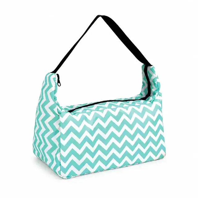 Chevron Insulated Lunch Bag with Adjustable Shoulder Strap (Microfiber Printing, 23×14×26 cm) — product view