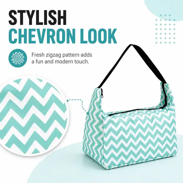 Chevron Insulated Lunch Bag with Adjustable Shoulder Strap (Microfiber Printing, 23×14×26 cm) — construction detail 1