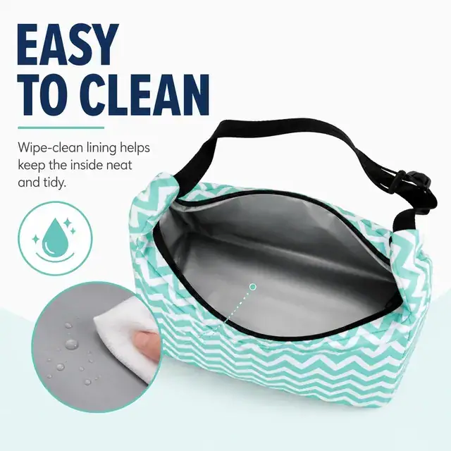 Chevron Insulated Lunch Bag with Adjustable Shoulder Strap (Microfiber Printing, 23×14×26 cm) — construction detail 2