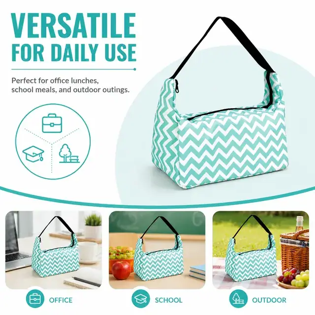 Chevron Insulated Lunch Bag with Adjustable Shoulder Strap (Microfiber Printing, 23×14×26 cm) — construction detail 4