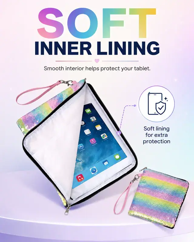 Color Mini Computer / iPad Bag for Business Trips — 600D + Sequin, 28×22.5 cm — construction detail 3