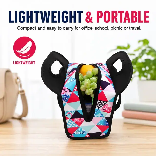 Colorful Geometric Insulated Lunch Bag with Handle Design (Neoprene, 22×12.5×25 cm) — construction detail 3