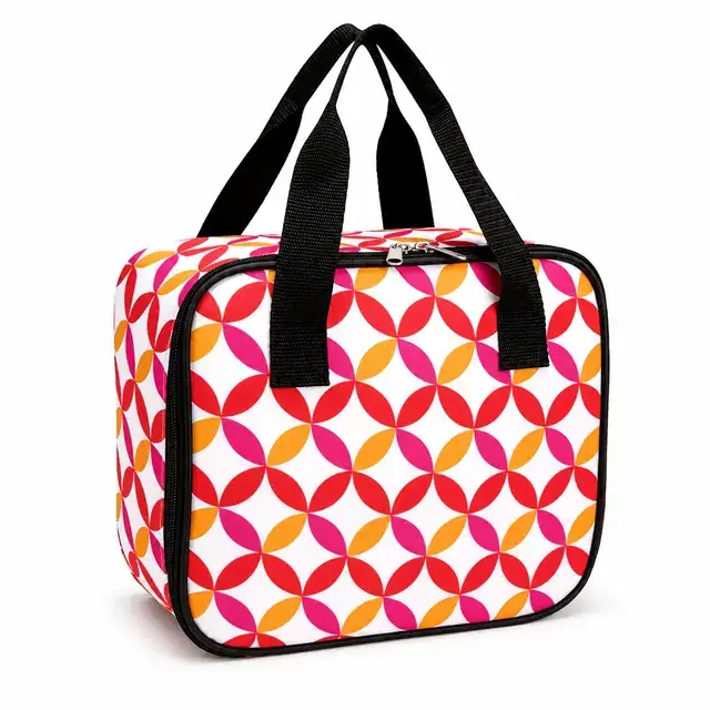 Colorful Geometric Insulated Lunch Bag with Handles (600D/PU, 25.5×9.5×21.5 cm) — product view