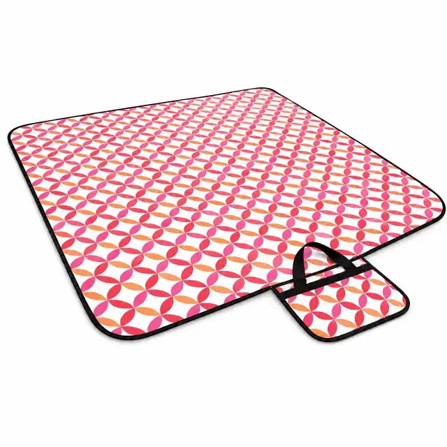 Colorful Geometric Picnic Blanket with Handle and Adjustable Strap (200G Fleece, 150*135cm) — product view
