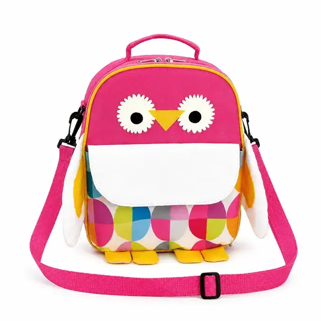 Colorful Owl Shaped Insulated Lunch Bag with Adjustable Strap (600D/PU, 21.5×10×26.5 cm) — product view