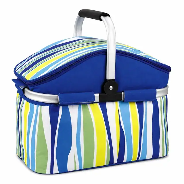 Insulated Camping Cooler Basket with Portable Handle 600D Polyester+PEVA 38×23×30cm — product view