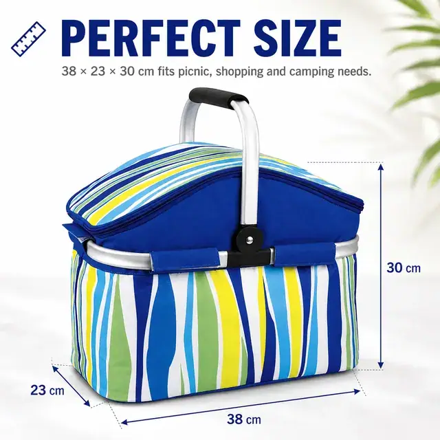 Insulated Camping Cooler Basket with Portable Handle 600D Polyester+PEVA 38×23×30cm — construction detail 3