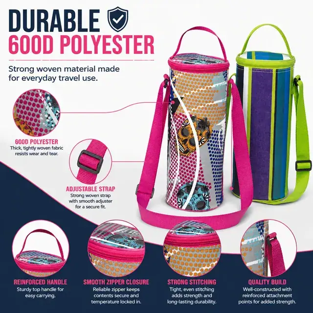 Insulated Bottle Cooler Bag for Traveling (12*12*32cm, 600D Polyester) — construction detail 1