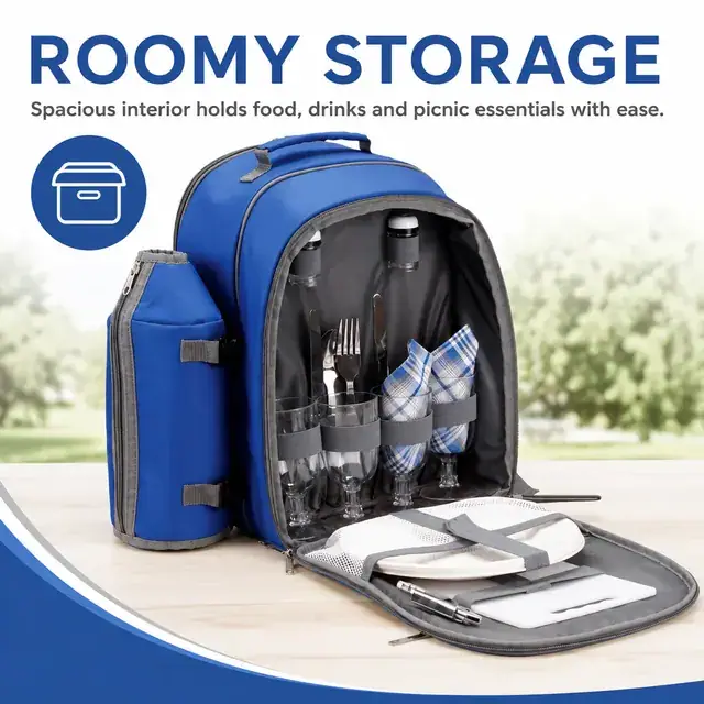 Cooler Picnic Backpack Set for Children - Custom (Polyester, 27*21*38cm) — construction detail 4
