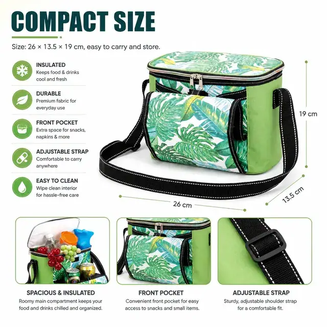Cooler Tote Lunch Bag for School with Custom Logo (600D + Microfiber, 26×13.5×19 cm) — construction detail 2