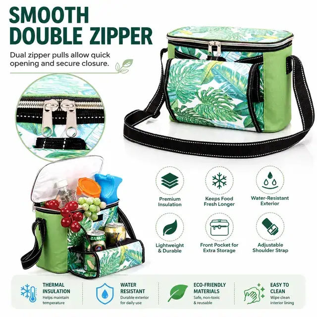 Cooler Tote Lunch Bag for School with Custom Logo (600D + Microfiber, 26×13.5×19 cm) — construction detail 3