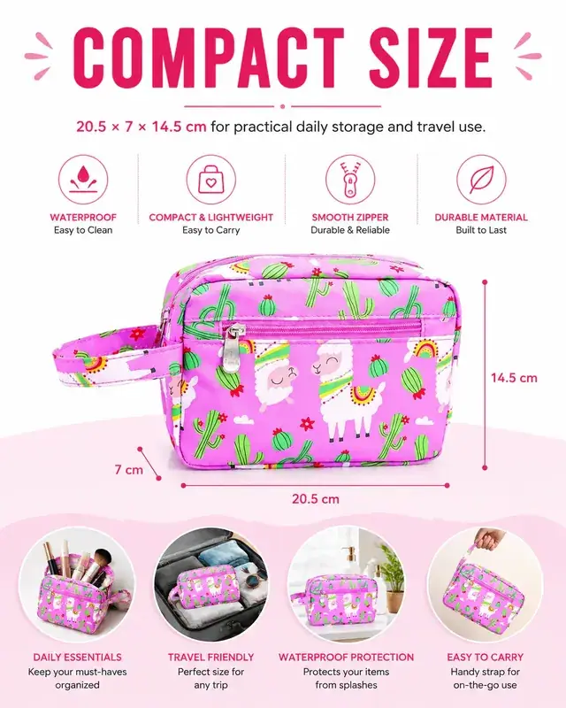 Waterproof Cosmetic Bag — Microfiber, 20.5×7×14.5 cm — construction detail 1