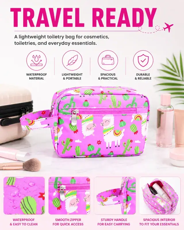 Waterproof Cosmetic Bag — Microfiber, 20.5×7×14.5 cm — construction detail 2