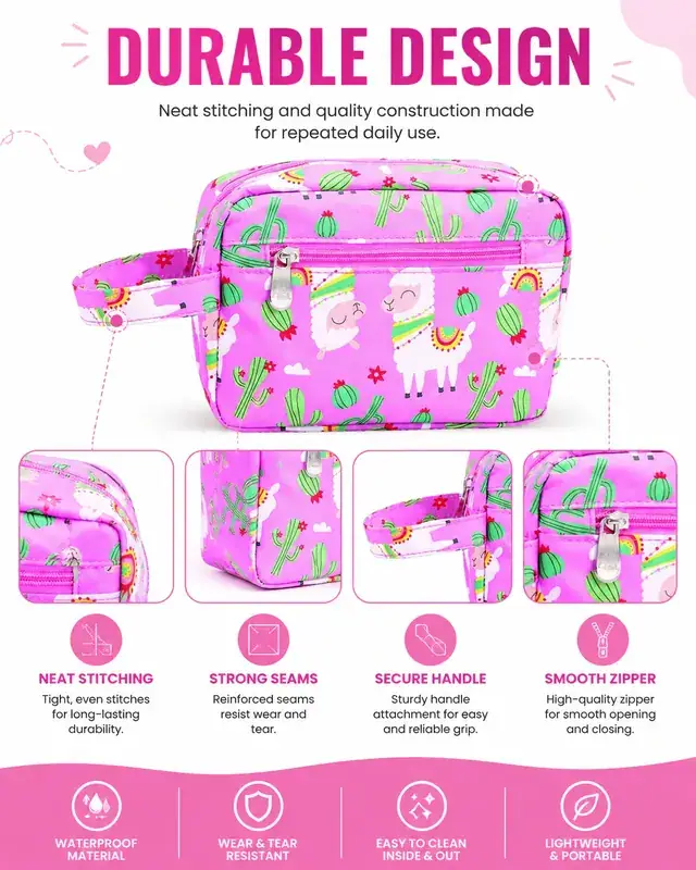 Waterproof Cosmetic Bag — Microfiber, 20.5×7×14.5 cm — construction detail 3