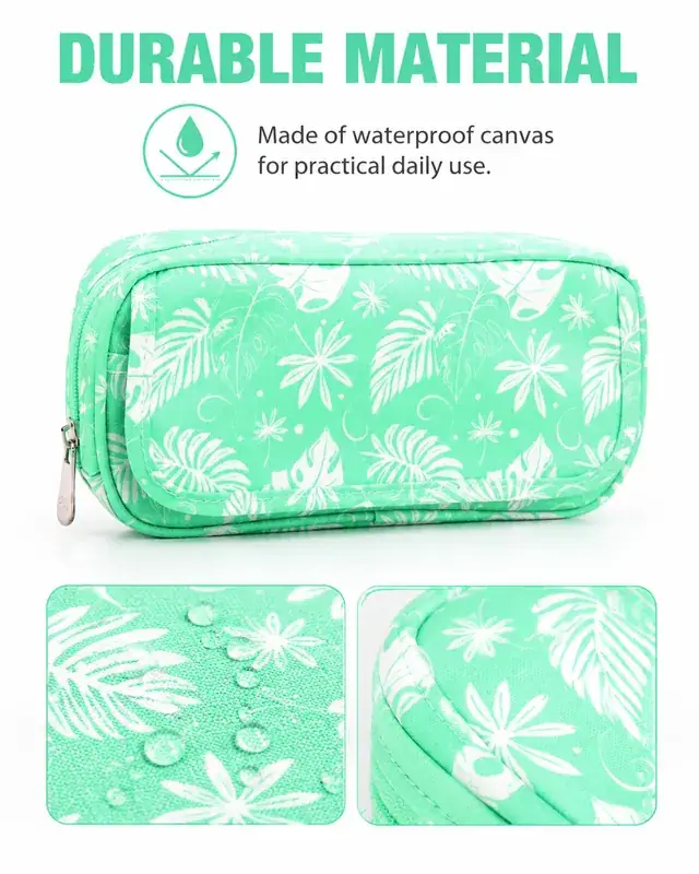 Waterproof Canvas Cosmetic Bag — 21.5 x 4.5 x 10.5 cm — construction detail 2
