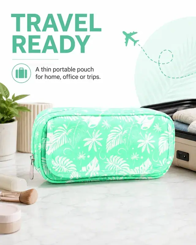 Waterproof Canvas Cosmetic Bag — 21.5 x 4.5 x 10.5 cm — construction detail 4