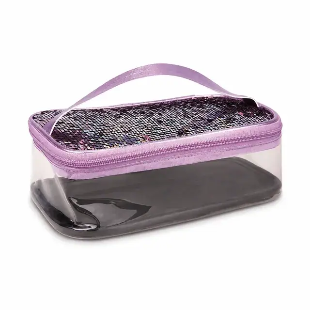 Transparent Sequin Travel Cosmetic Bag — 22.5 x 14.5 x 6.5 cm — product view
