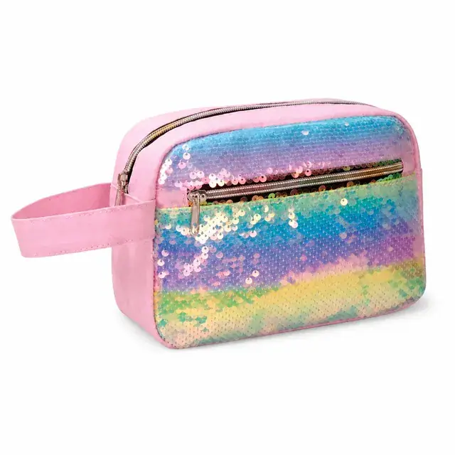 Rainbow Sequin Travel Cosmetic Bag — 20.5 x 7 x 14.5 cm — product view
