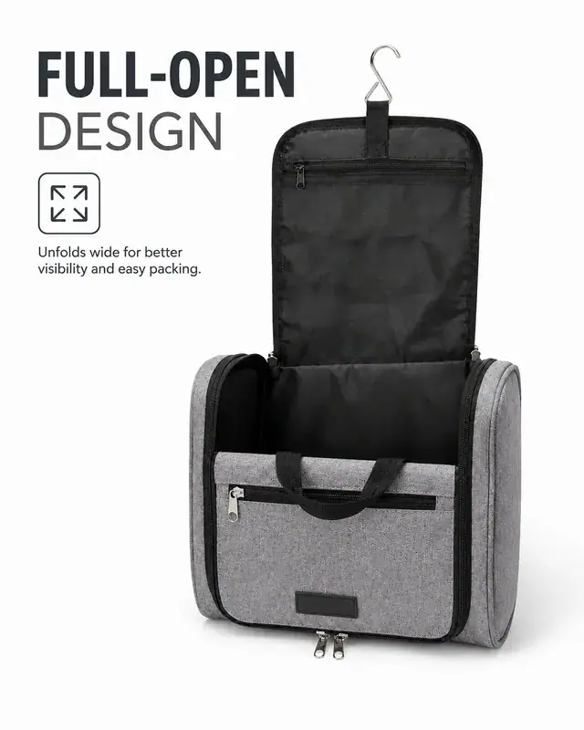 Hanging Travel Toiletry Bag with Hook — 24.5 x 8 x 17 cm — construction detail 4