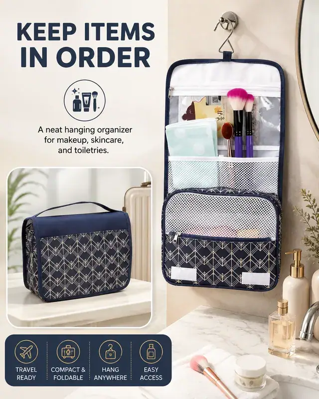 Customized Travel Cosmetic Storage Bag — 23.5 x 8.5 x 18 cm — construction detail 4